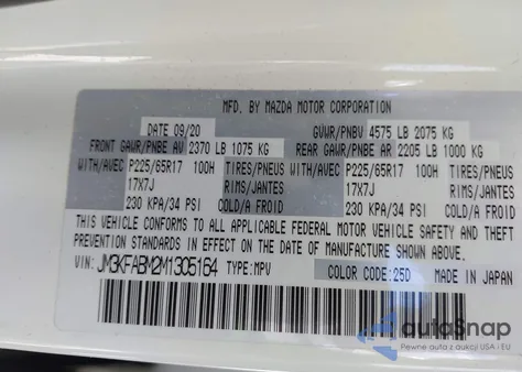 2021 Mazda Cx-5 Sport from USA, damaged, VIN JM3KFABM2M1305164